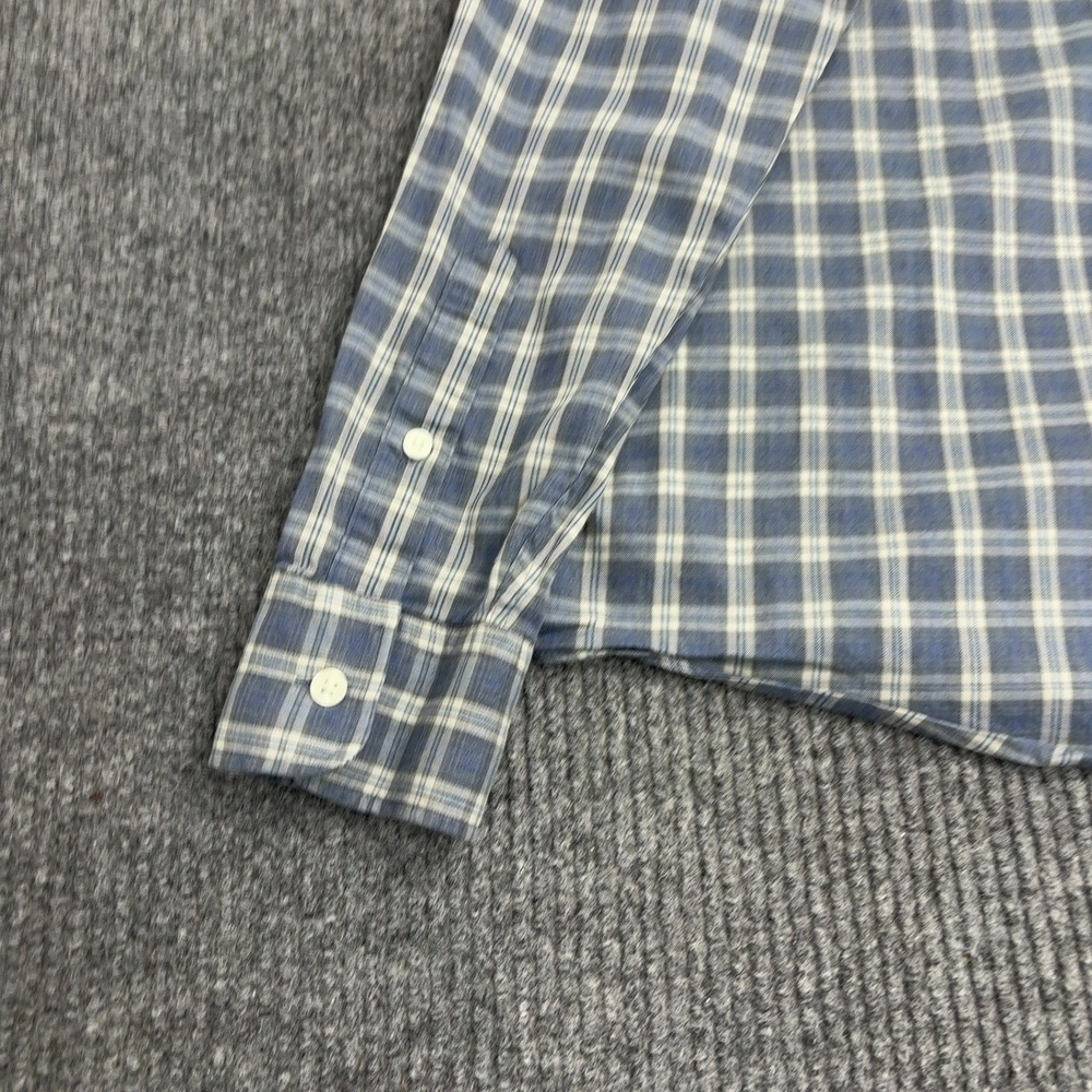 Faherty Shirt Mens L Blue Supima Cotton Stretch Plaid Button Down Casual Style - Picture 9 of 10